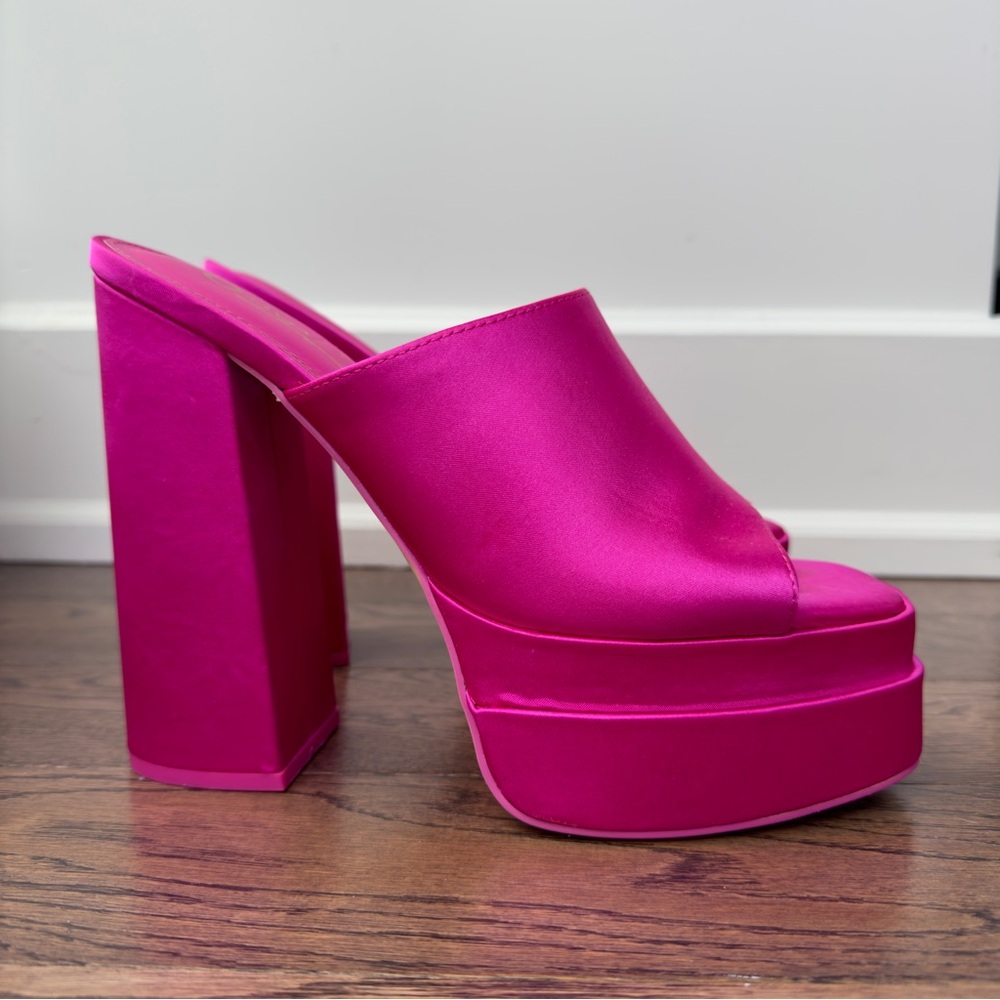 Chunky Platform pink open-toe high heels